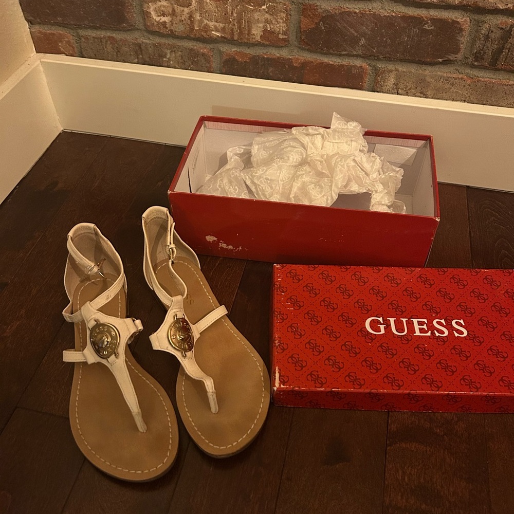 Guess Cream Sandals with Emblem